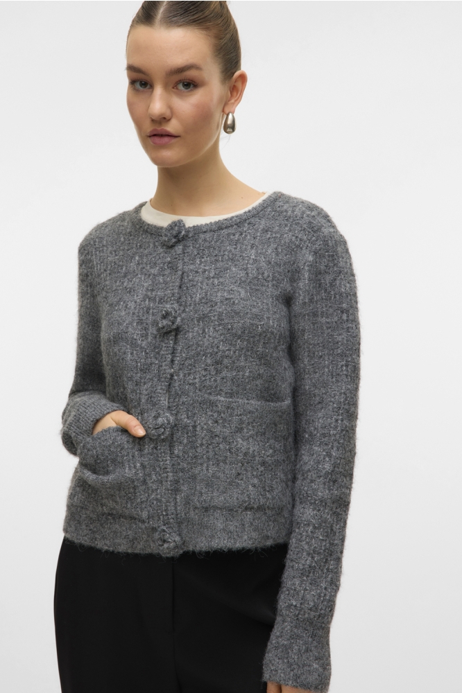 VMBLOSSOM LS O-NECK CARDIGAN BOO 10331445 MEDIUM GREY MELANGE